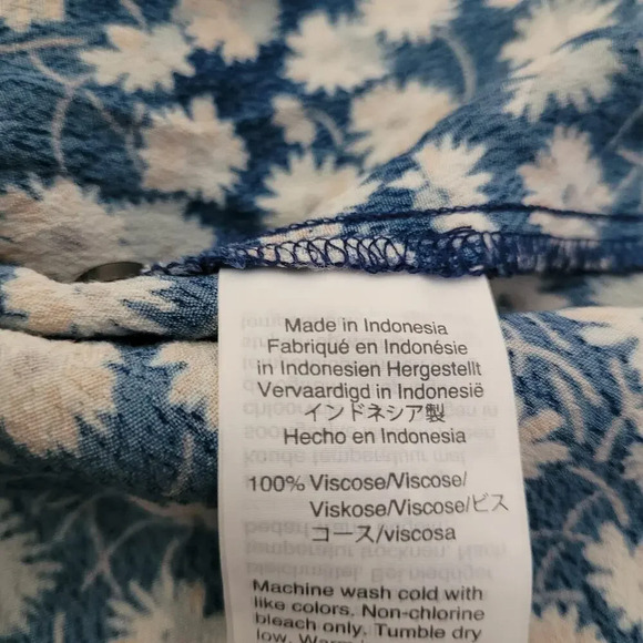 Madewell Womens Blouse Top S Blue Floral 100% Viscose Long Sleeves Button-Up - Picture 8 of 9